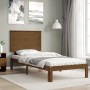 Estructura de cama con cabecero madera maciza marrón miel de vidaXL, Camas y somieres - Ref: Foro24-3193624, Precio: 111,62 €...