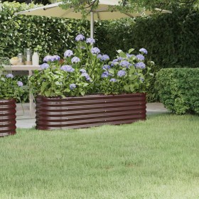 Brown powder coated steel flower bed planter 152x40x36 cm by vidaXL, Pots and planters - Ref: Foro24-318870, Price: 42,19 €, ...