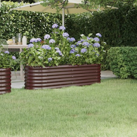 Brown powder coated steel flower bed planter 152x40x36 cm by vidaXL, Pots and planters - Ref: Foro24-318870, Price: 42,19 €, ...