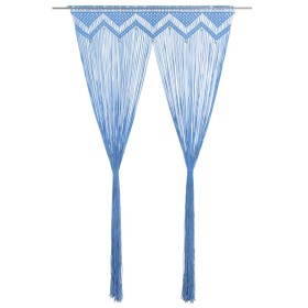 Blue cotton macrame curtain 140x240 cm by vidaXL, Curtains and curtains - Ref: Foro24-323986, Price: 47,99 €, Discount: %