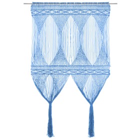 Blue cotton macrame curtain 140x240 cm by vidaXL, Curtains and curtains - Ref: Foro24-323990, Price: 56,99 €, Discount: %