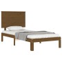 Estructura de cama con cabecero madera maciza marrón miel de vidaXL, Camas y somieres - Ref: Foro24-3193624, Precio: 111,62 €...