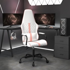 Gaming-Stuhl mit rosa-weißer Kunstledermassage von vidaXL, Gaming-Stühle - Ref: Foro24-345565, Preis: 117,99 €, Rabatt: %