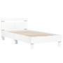 White engineered wood bed frame with headboard 100x200cm by vidaXL, Beds and slatted bases - Ref: Foro24-838526, Price: 89,73...