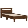 Cama con cabecero madera de ingeniería marrón roble 100x200 cm de vidaXL, Camas y somieres - Ref: Foro24-838532, Precio: 89,6...