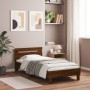 Oak brown engineered wood bed with headboard 100x200 cm by vidaXL, Beds and slatted bases - Ref: Foro24-838532, Price: 89,60 ...