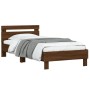 Oak brown engineered wood bed with headboard 100x200 cm by vidaXL, Beds and slatted bases - Ref: Foro24-838532, Price: 89,60 ...