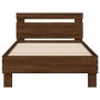 Oak brown engineered wood bed with headboard 100x200 cm by vidaXL, Beds and slatted bases - Ref: Foro24-838532, Price: 89,60 ...