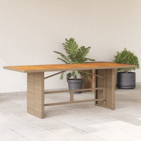 Garden table beige PE rattan wooden surface 190x80x74 cm by vidaXL, Garden tables - Ref: Foro24-365311, Price: 212,17 €, Disc...