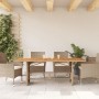 Mesa de jardín superficie de madera ratán PE beige 190x80x74 cm de vidaXL, Mesas de jardín - Ref: Foro24-365311, Precio: 212,...