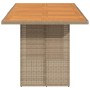 Mesa de jardín superficie de madera ratán PE beige 190x80x74 cm de vidaXL, Mesas de jardín - Ref: Foro24-365311, Precio: 212,...