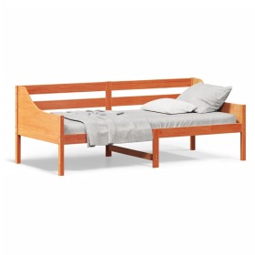 Sofá cama de madera maciza de pino marrón cera 100x200 cm de vidaXL, Camas y somieres - Ref: Foro24-842837, Precio: 118,99 €,...