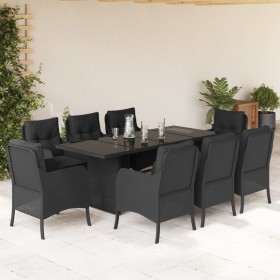 9-teiliges Garten-Essset und schwarze Kissen aus synthetischem Rattan von vidaXL, Gartensets - Ref: Foro24-3211881, Preis: 87...