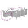 Set de comedor de jardín 9 pzas y cojines ratán sintético negro de vidaXL, Conjuntos de jardín - Ref: Foro24-3211881, Precio:...