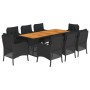 Set de comedor de jardín 9 pzas y cojines ratán sintético negro de vidaXL, Conjuntos de jardín - Ref: Foro24-3211897, Precio:...