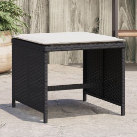 Gartenhocker mit Kissen 4 Stück schwarzes PE-Rattan 41x41x36cm von vidaXL, Hocker für den Außenbereich - Ref: Foro24-365041, ...