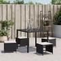 Gartenhocker mit Kissen 4 Stück schwarzes PE-Rattan 41x41x36cm von vidaXL, Hocker für den Außenbereich - Ref: Foro24-365041, ...