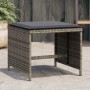 Gartenhocker mit Kissen 4 Stück graues PE-Rattan 41x41x36 cm von vidaXL, Hocker für den Außenbereich - Ref: Foro24-365043, Pr...