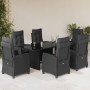 Set de comedor de jardín 7 pzas y cojines ratán sintético negro de vidaXL, Conjuntos de jardín - Ref: Foro24-3212683, Precio:...