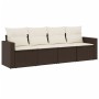 Set mit 4 Gartensofas und -kissen Kunstrattanbraun von vidaXL, Modulare Sofas für den Außenbereich - Ref: Foro24-3251020, Pre...