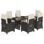 Set de comedor de jardín 7 pzas y cojines ratán sintético negro de vidaXL, Conjuntos de jardín - Ref: Foro24-3212918, Precio:...