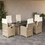 Set comedor de jardín 7 pzas con cojines ratán sintético beige de vidaXL, Conjuntos de jardín - Ref: Foro24-3212260, Precio: ...