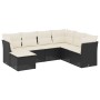 Set de comedor de jardín 7 pzas y cojines ratán sintético negro de vidaXL, Conjuntos de jardín - Ref: Foro24-3249825, Precio:...