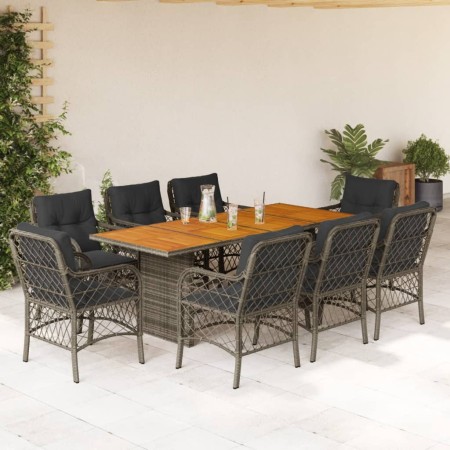 Garden dining set 9 pieces and gray synthetic rattan cushions by vidaXL, Garden sets - Ref: Foro24-3212075, Price: 974,28 €, ...