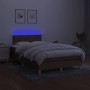 Box spring bed with mattress and LED dark brown fabric 120x190 cm by vidaXL, Beds and slatted bases - Ref: Foro24-3270091, Pr...