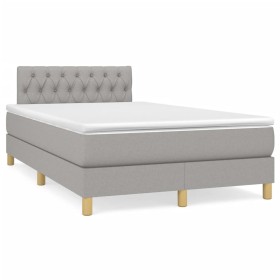 Box spring bed with mattress and LED light gray fabric 120x190 cm by vidaXL, Beds and slatted bases - Ref: Foro24-3270109, Pr...