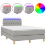 Cama box spring con colchón y LED tela gris claro 120x190 cm de vidaXL, Camas y somieres - Ref: Foro24-3270109, Precio: 380,7...