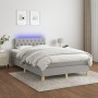 Box spring bed with mattress and LED light gray fabric 120x190 cm by vidaXL, Beds and slatted bases - Ref: Foro24-3270109, Pr...