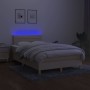 Cama box spring con colchón y luces LED tela crema 120x190 cm de vidaXL, Camas y somieres - Ref: Foro24-3270100, Precio: 376,...