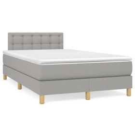 Box spring bed with mattress and LED light gray fabric 120x190 cm by vidaXL, Beds and slatted bases - Ref: Foro24-3270116, Pr...