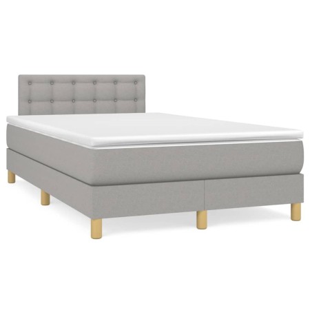 Cama box spring con colchón y LED tela gris claro 120x190 cm de vidaXL, Camas y somieres - Ref: Foro24-3270116, Precio: 373,6...