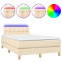 Cama box spring con colchón y luces LED tela crema 120x190 cm de vidaXL, Camas y somieres - Ref: Foro24-3270121, Precio: 381,...