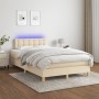 Cama box spring con colchón y luces LED tela crema 120x190 cm de vidaXL, Camas y somieres - Ref: Foro24-3270121, Precio: 381,...