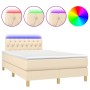 Boxspringbett mit Matratze und LED-Leuchten aus cremefarbenem Stoff 120x190 cm von vidaXL, Betten und Lattenroste - Ref: Foro...