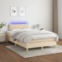 Cama box spring con colchón y luces LED tela crema 120x190 cm de vidaXL, Camas y somieres - Ref: Foro24-3270114, Precio: 385,...