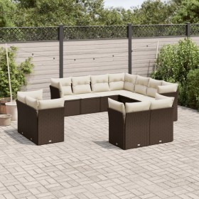 Garden sofa set 11 pcs with brown synthetic rattan cushions by vidaXL, Garden sets - Ref: Foro24-3218513, Price: 772,44 €, Di...