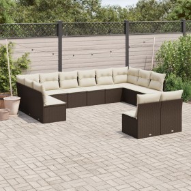 Set of garden sofas and cushions 12 pieces synthetic brown rattan by vidaXL, Garden sets - Ref: Foro24-3218373, Price: 763,99...