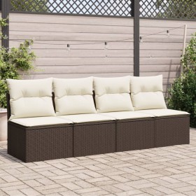 Garden sofa with cushions, 4 seats, synthetic brown rattan by vidaXL, Outdoor sofas - Ref: Foro24-366203, Price: 242,23 €, Di...