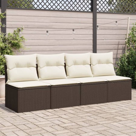 Gartensofa mit Kissen 4 Sitzer synthetisches Rattan braun von vidaXL, Outdoor-Sofas - Ref: Foro24-366203, Preis: 242,23 €, Ra...