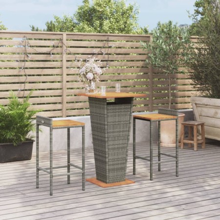 Garden high table and stools 3 pieces wood and gray PE rattan by vidaXL, Garden sets - Ref: Foro24-3187723, Price: 231,13 €, ...