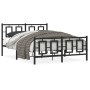 Black metal headboard and footboard bed frame 140x190 cm by vidaXL, Beds and slatted bases - Ref: Foro24-374259, Price: 124,9...