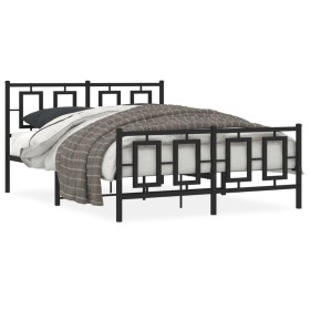 Black metal headboard and footboard bed frame 140x190 cm by vidaXL, Beds and slatted bases - Ref: Foro24-374259, Price: 123,9...