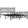 Black metal headboard and footboard bed frame 140x190 cm by vidaXL, Beds and slatted bases - Ref: Foro24-374259, Price: 124,9...