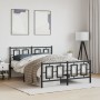 Black metal headboard and footboard bed frame 140x190 cm by vidaXL, Beds and slatted bases - Ref: Foro24-374259, Price: 124,9...