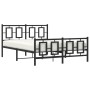 Black metal headboard and footboard bed frame 140x190 cm by vidaXL, Beds and slatted bases - Ref: Foro24-374259, Price: 124,9...