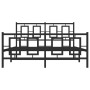 Black metal headboard and footboard bed frame 140x190 cm by vidaXL, Beds and slatted bases - Ref: Foro24-374259, Price: 124,9...